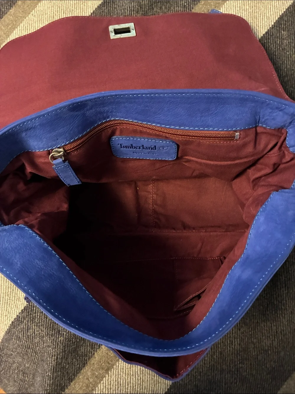 Blue suede Timberland Messenger bag